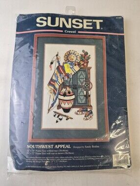 Vintage Sunset Crewel Embroidery Kit Southwest Appeal Sandy Bodine New Sealed